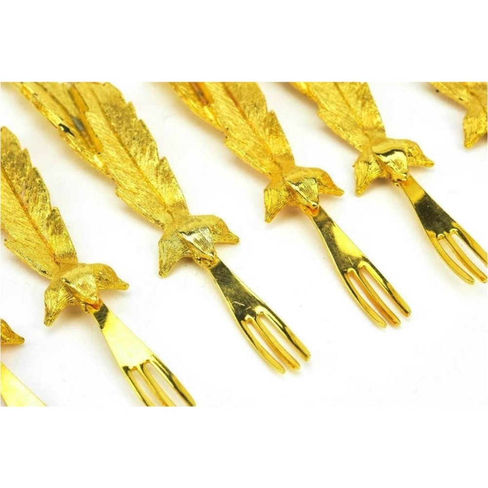 JANIS Vintage 4 ct 24K Gold plated Shrimp Cocktail Oyster Forks